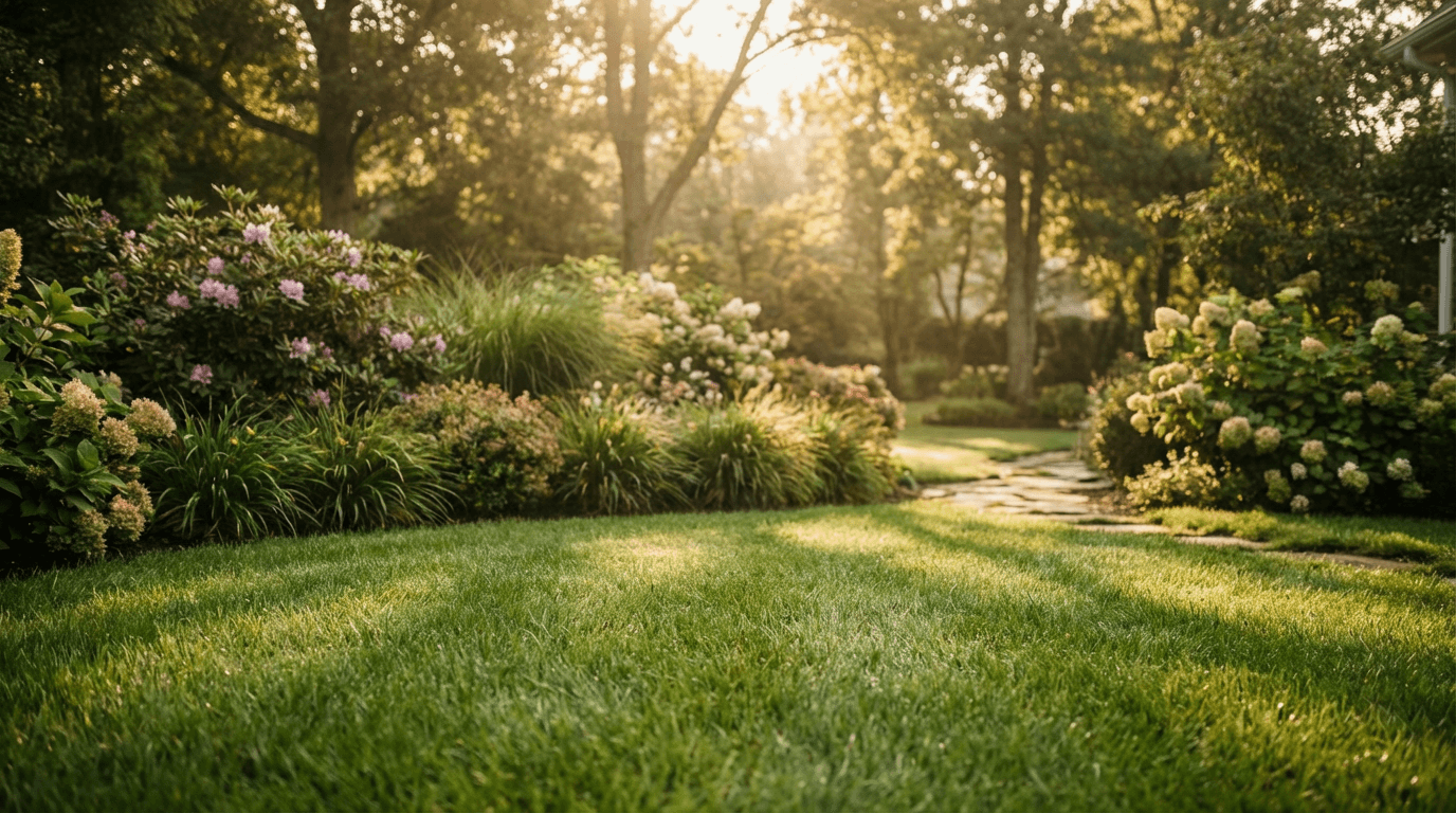 Professionally maintained residential yard in Akron