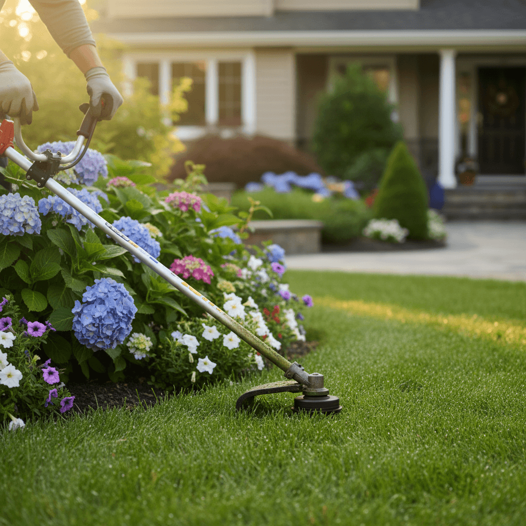 Professional lawn edging and trimming detail work